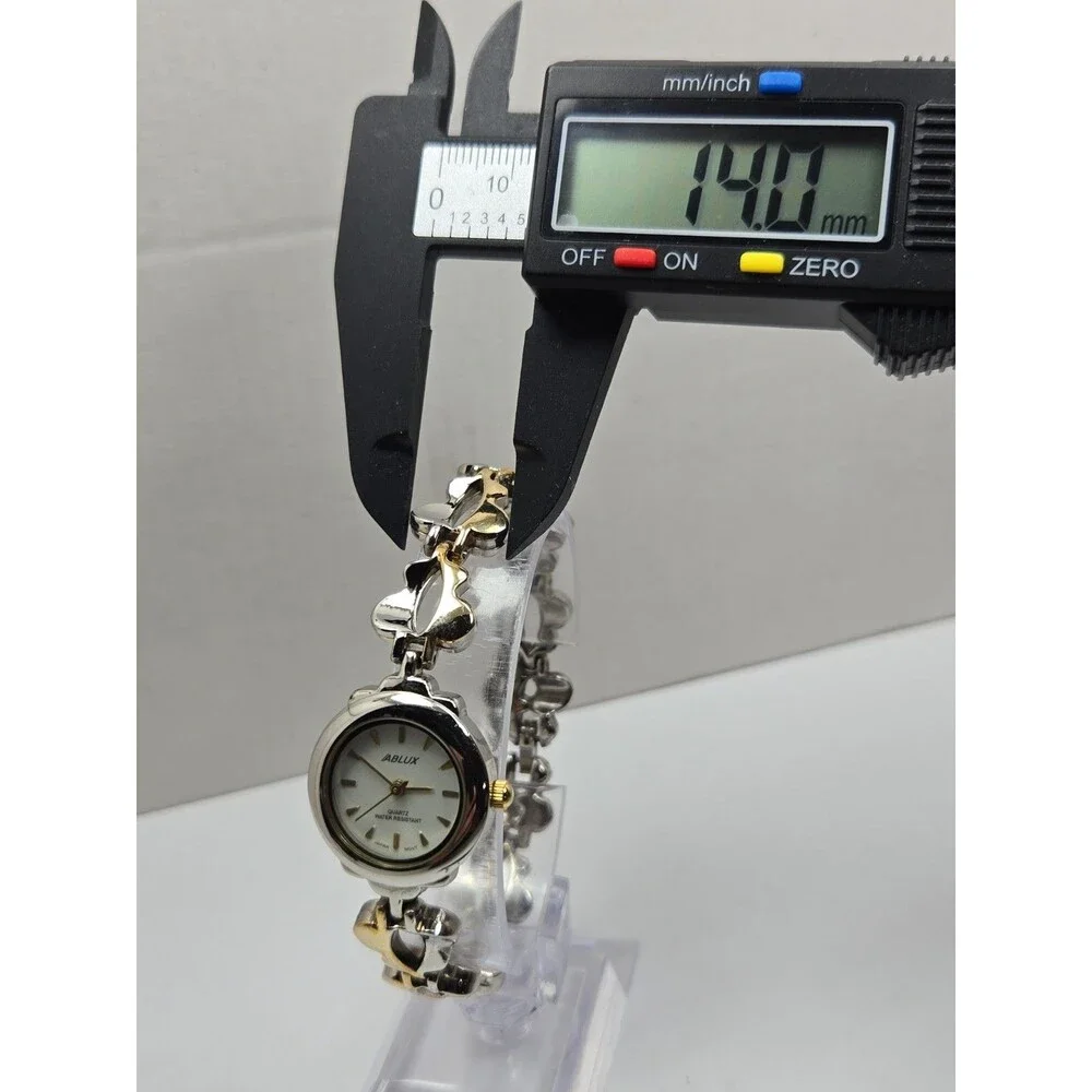 Womens Vintage Ablux Butterfly Bracelet Watch Gold Silver Two Tone New Battery